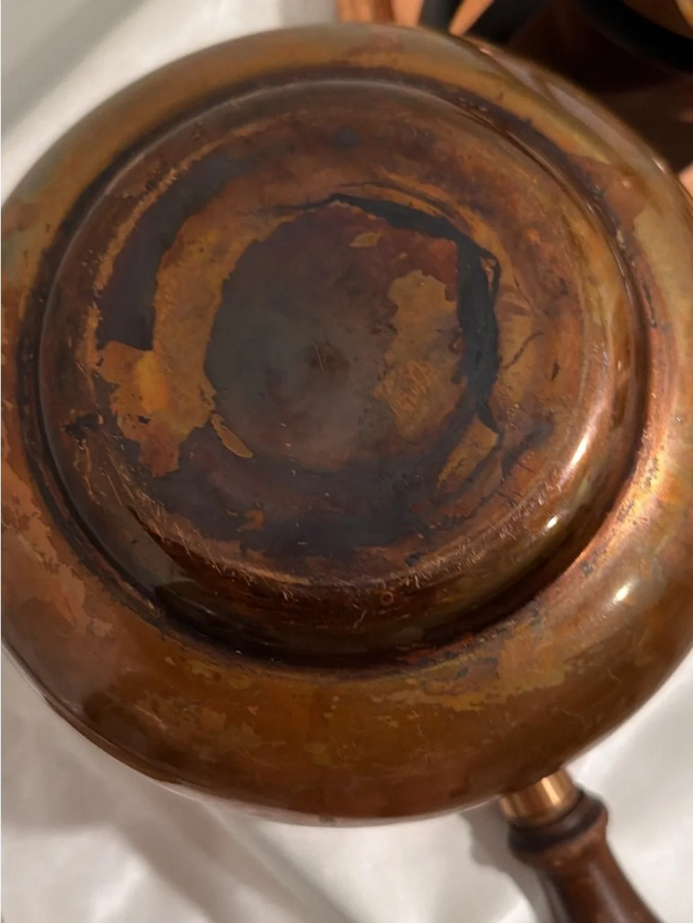 Copper Fondue Pot with Wood Handle - Copper Finish- Vintage